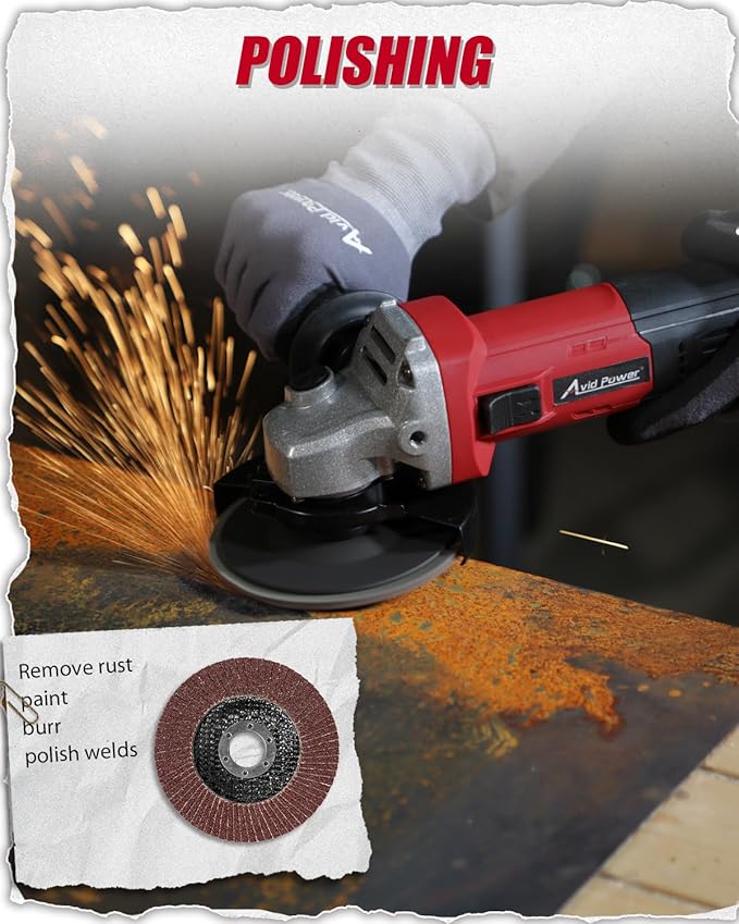 AVID POWER Angle Grinder 7.5-Amp 4-1/2 inch Electric Grinder Power Tools with Grinding Wheels, Cutting Wheels, Flap Disc and Auxiliary Handle for Cutting, Grinding, Polishing & Rust Removal - Dark Red