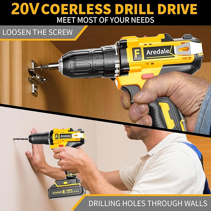 117-Piece Tool Kit with 20V Cordless Drill Mechanic Tool Set for Home & Auto Repair Toolbox Storage Case Perfect for Men, DIYers, Handymen