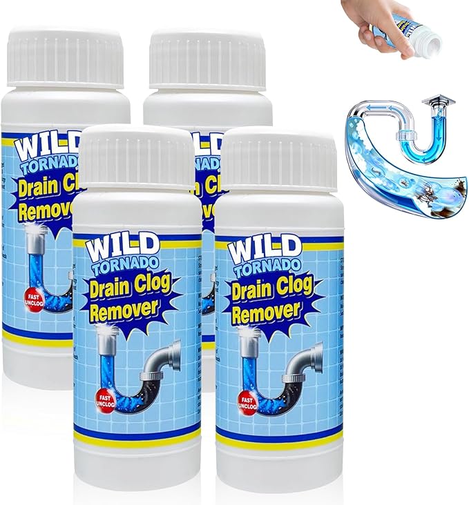 4PCS Wild Tornado Pipe Dredge,Strong Drain Cleaner for Kitchen, Powerful Sink Cleaner for Kitchen Toilet Pipeline Quick Cleaning Tool