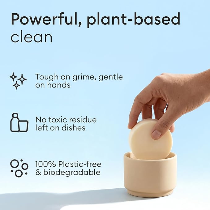 Vove Dish Soap Bar, Coastal Citrus Mint, Mandarin, Spearmint, Cypress & Bergamot Oils, Coconut Cleanser, Plant-Based Solid Dish Soap, Plastic-Free Kitchen Cleaner, FSC-Certified Packaging, 1 Bar