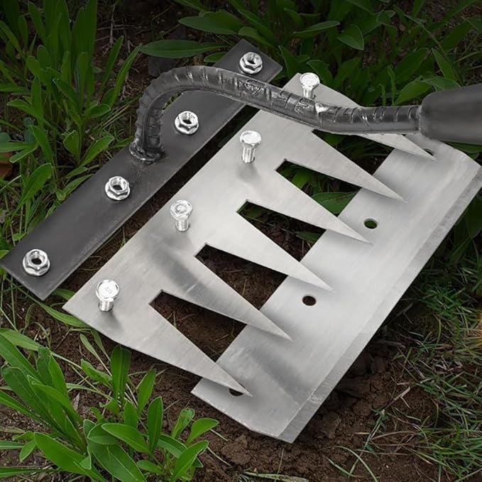 Gardening Hand Weeder Tool,Manual Weeder Tool with Detachable Blades, 4 Sizes High Carbon Steel Dual-Edge Design for Farm Garden Lawn Weed Removal, Soil Cultivation & Root Extraction (7 Tines)