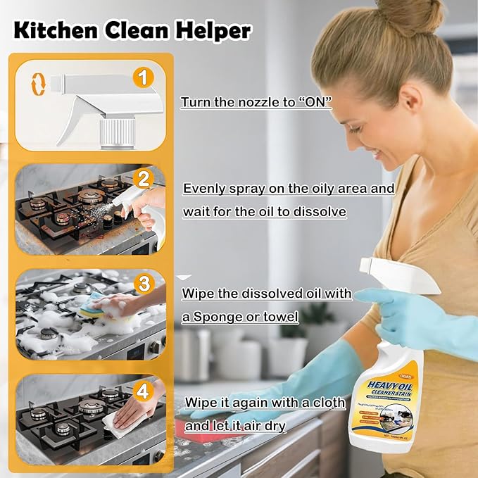 Stainless Steel Cleaner, Kitchen Appliances Cleaning Spray Remove Dirt, Grime, and Grease for Oven, Microwave, stove top Cleaning Heavy-Duty Degreaser-10Fl.Oz