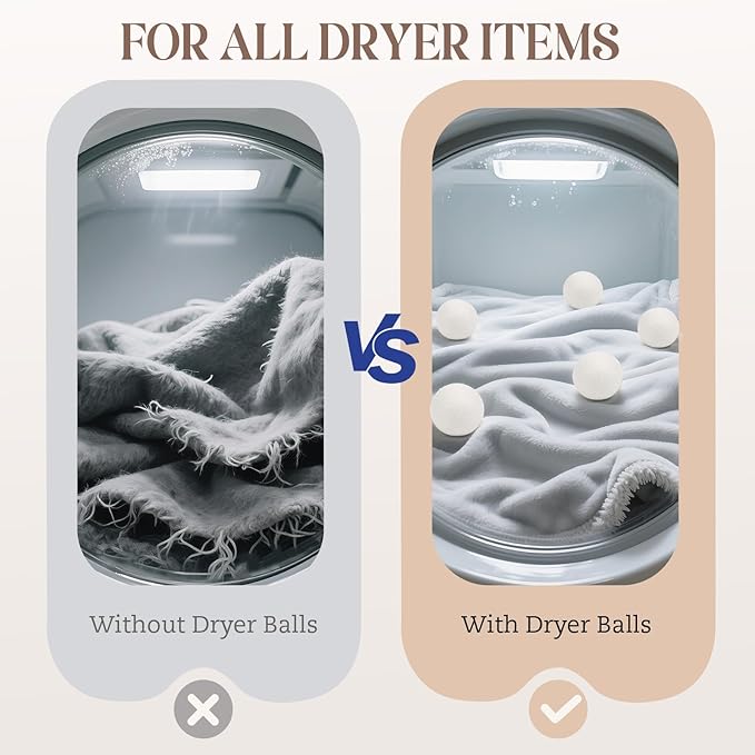 Wool Dryer Balls, New Zealand Dryer Balls Laundry Reusable Reduce Static Cling, Dryer Ball to Reduce Wrinkles & Shorten Drying Time, Drying Balls Fabric Softener Ball for Laundry（Pack of 8 L)