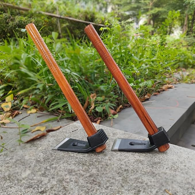 Garden Hoe Tool Small Action Hoe, Loosening Soil and Weeding,Knockable and Removable Nails,Hand Long Handle Weed Garden Tool,Digging and Rooting (5.90in×2.55in,1.47lb)
