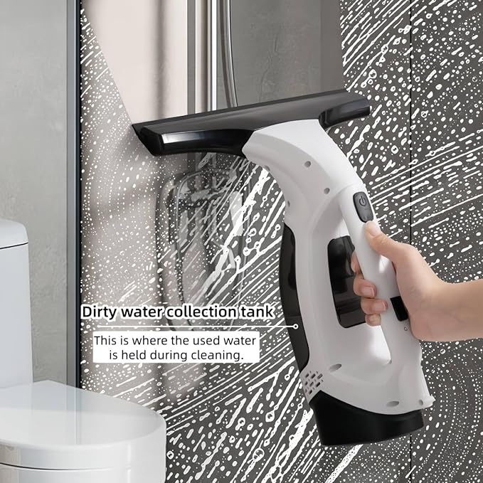 Electric Window Vacuum Cordless, 2200mAh Rechargeable Electric Vacuum Squeegee with 28cm Blade, 150ml Tank & 300ml Spray Bottle, for Windows, Mirrors, Showers, Tiles, Glass Cleaning