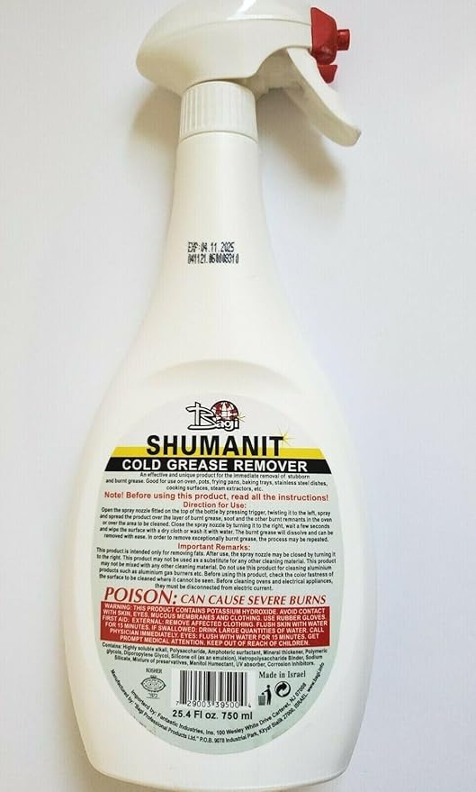Shumanit Bagi Oven Cleaner 25Oz (750Ml) (Kosher For Passpver) Pack of (4) (39500)