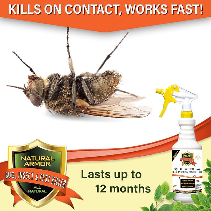Natural Bug, Insect & Pest Killer & Control Including Fleas, Ticks, Ants, Spiders, Bed Bugs, Dust Mites, Roaches and More for Indoor and Outdoor Use, 128 Fl Oz Gallon Refill