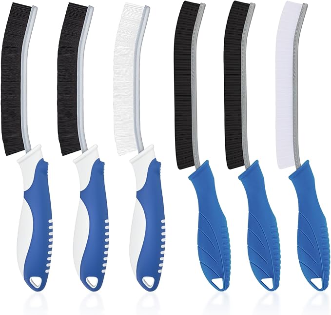 Cleaning Brush-Hard Crevice Cleaning Brushes, Multifunctional Window Groove Brushes, Grout Brush, Cleaning Tool for Bathroom, Kitchen, Toilet, Tile, Sink, Home (6, Blue)