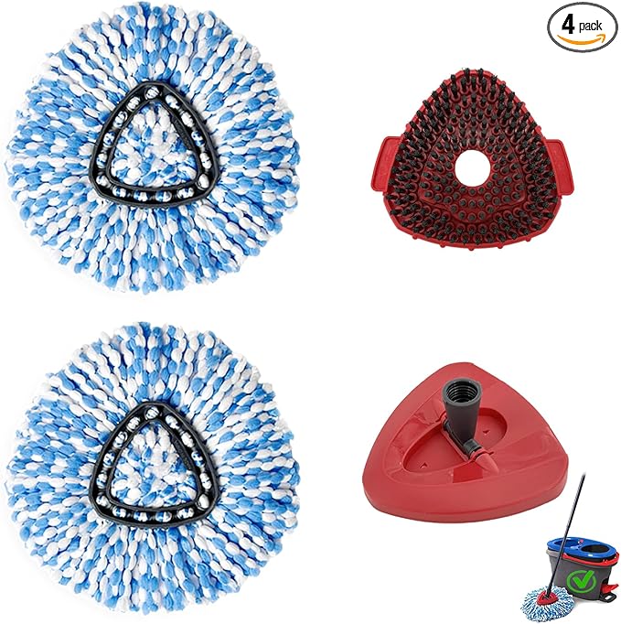 4PCS Mop Head Replacement Compatiable with Ocedar with Fit for RinseClean 2-Tank System,Spin Mop Heads,Perfect for deep Cleaning Hard-to-Reach Hidden Corners in bathrooms,Living Rooms and More