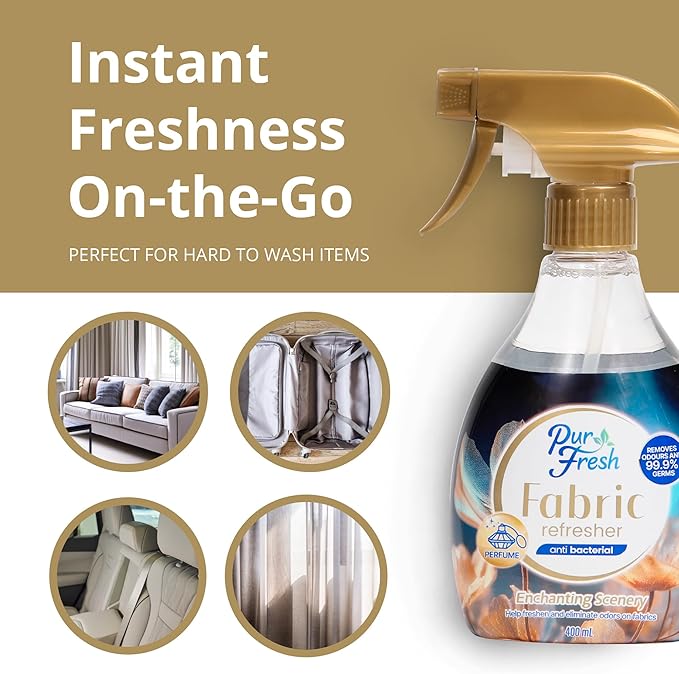 Fabric Refresher Spray - Glamorous Daylight - Wrinkle Release Spray & Fabric Softener Alternative - Odor Eliminator Deodorizer Spray for Clothes, Bedding and Home Use