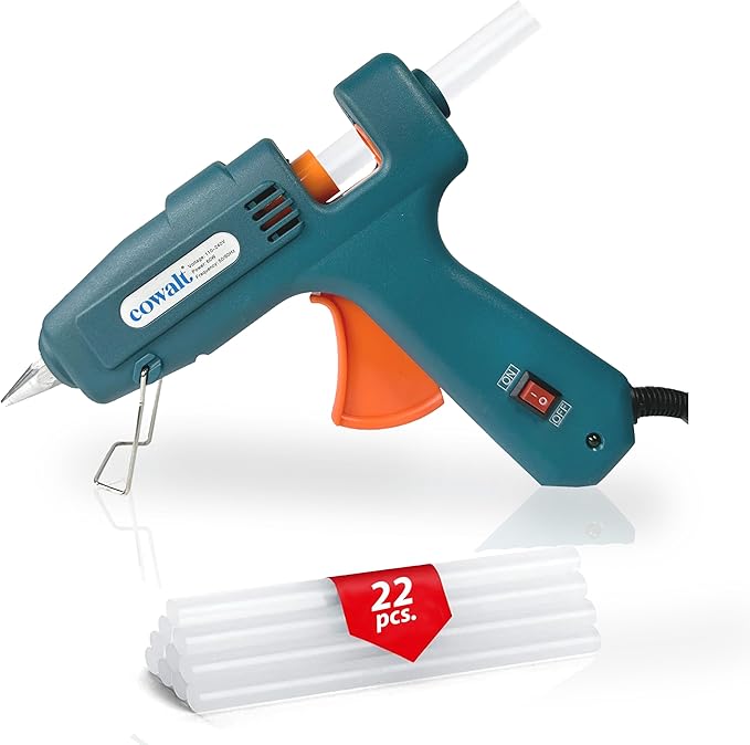Professional Hot Glue Gun and Sticks Set Full Size 60W High Power Fast Heating Heavy Duty Silicone Glue Gun Kit for Crafts, DIY Repairs (Green)