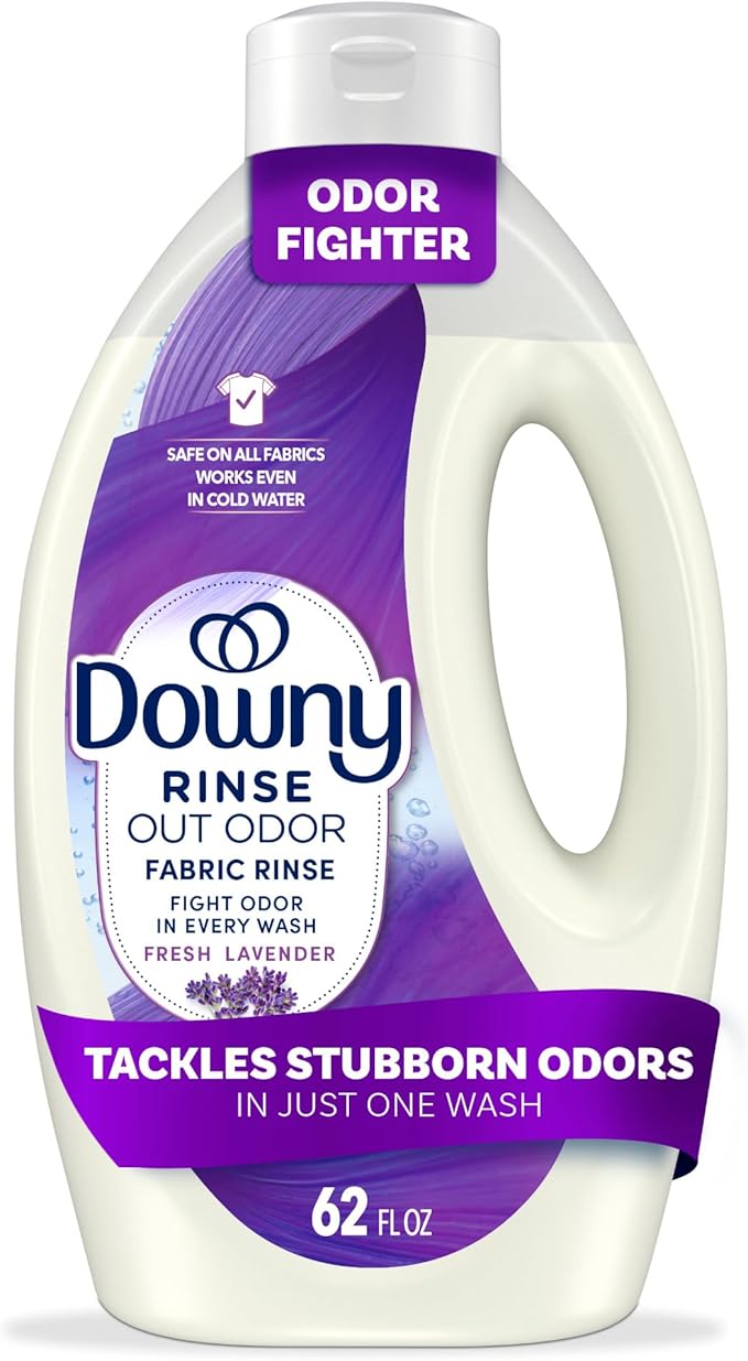 Downy Rinse Laundry Odor Remover, Fresh Lavender Scent, 62 FL OZ, Fabric Softener and Laundry Odor Removal Rinse