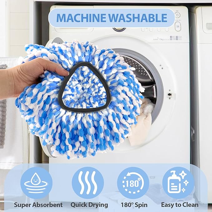 Spin Mop Replacement Heads, Microfiber Mop Refills, Easy to Replace (4 Heads)