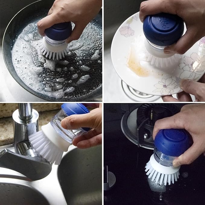 CELOX Soap Dispensing Brush for Cleaning Pots, Pans and Sinks Scrub Brush Kitchen