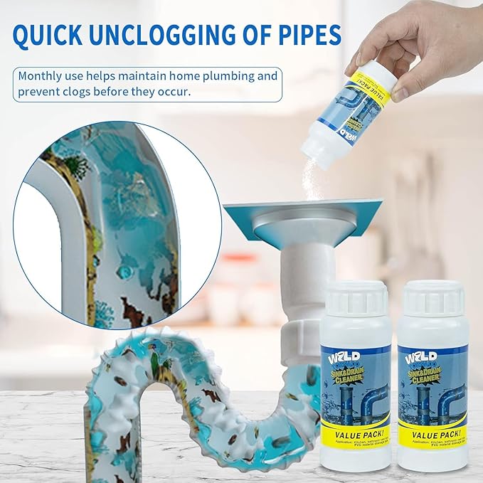 3PCS 2026 New Multi-functional Wild Tornado Pipe Dredge,Powerful Sink Cleaner Powder Fast Foaming for Kitchen Toilet Pipeline Quick Cleaning Tool