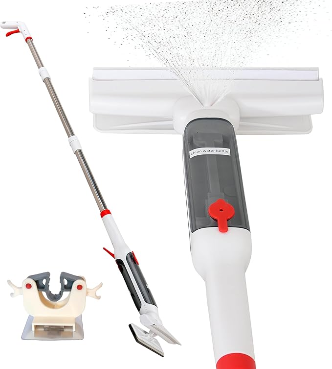 Window Cleaner with Front and Rear Cleaners + Expandable Sprayer - Window Vacuum Squeegee - Complete Kit for Glass, Windows and Mirrors, Quick Drying- Window Cleaner Tool - Car Window Cleaner Spray
