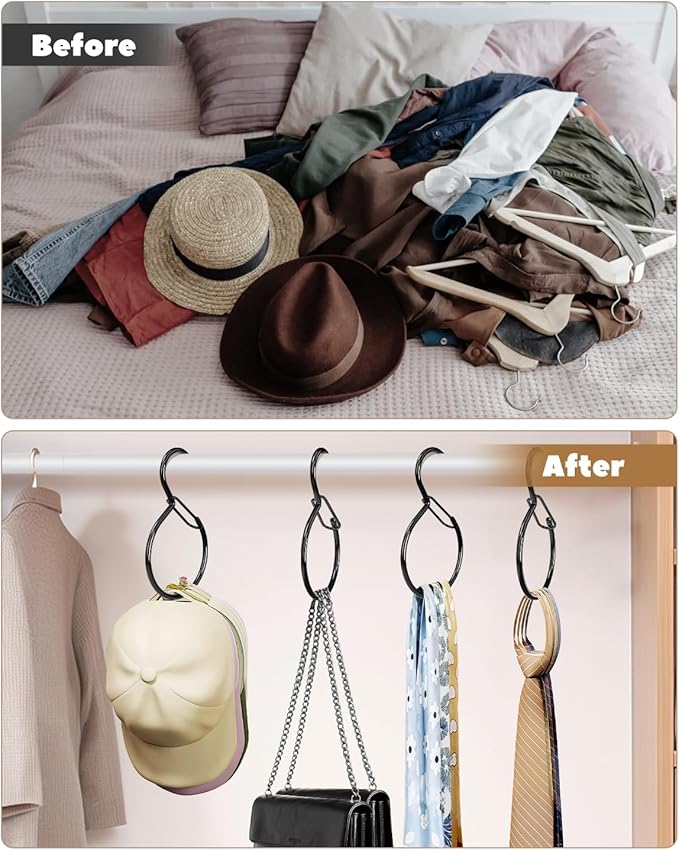 Supforce 2 Pack Belt Hanger, Belt Hanger for Closet, Rust-Proof Belt Organizer for Closet, Holds Ties, Scarves, hat, Bags & Accessories, Black
