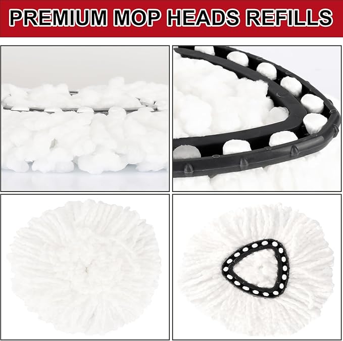 20 Pack Spin Mop Replacement Heads, 100% Microfiber Spin Mop Refill for Easy Wring Compatible with Triangle 360 Degree Spinning Mop Replace Head for Floor Cleaning
