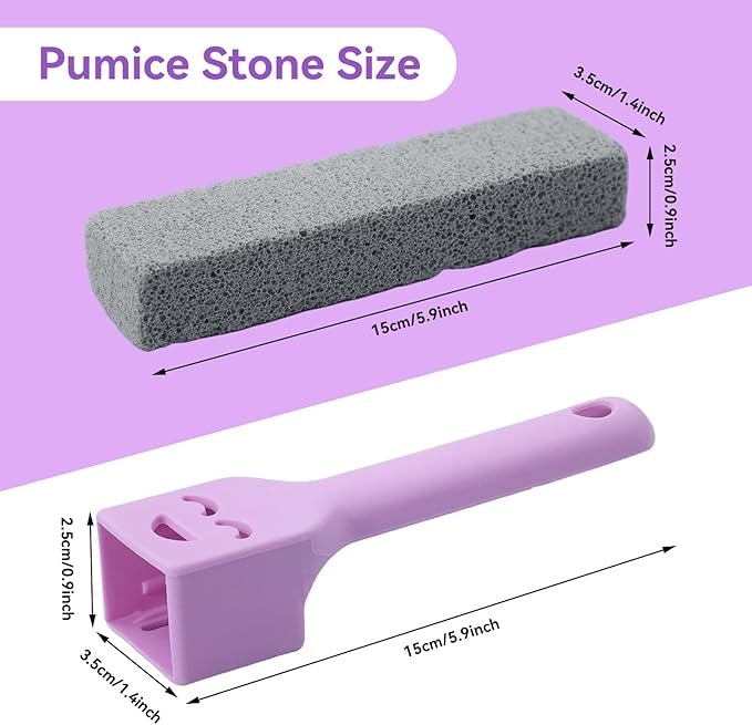 12 Pack Pumice Stones Scouring Sticks with 2 Handles, Pumice Scouring Pad Pumice Stick Cleaner for Cleaning Toilet, Bathtubs, Kitchen Sink, Grill, Household