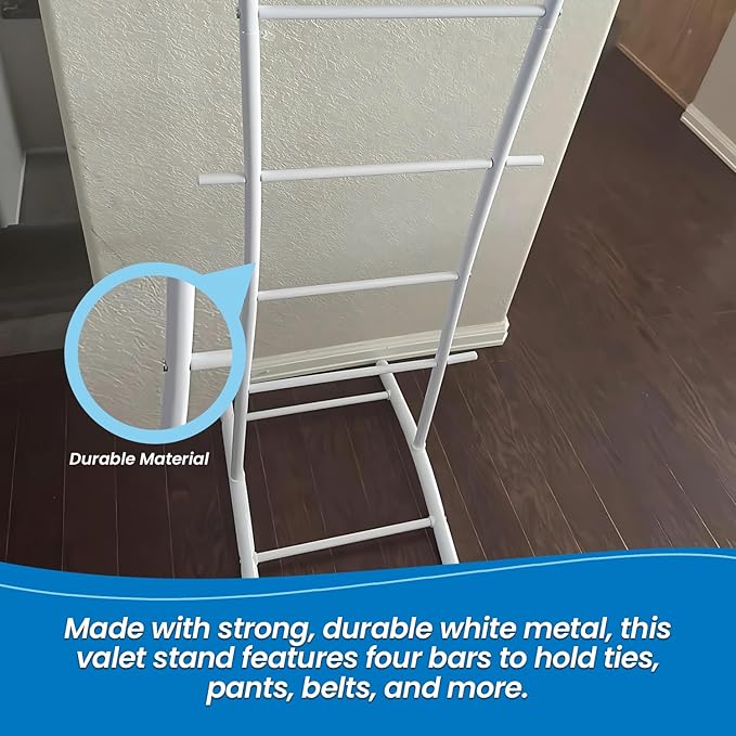 Kings Brand Furniture - Menros Metal Suit Valet Stand, Clothes Rack, White