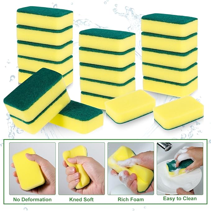 80 Pack Cleaning Sponges Kitchen High Density Dish Sponges Scrub Sponge Multi-Surface Cleaning Scrubber Pad, Durable Dishwashing Sponge Bulk Cleaning Supplies for Washing Dishes, Home, Bathroom, Car