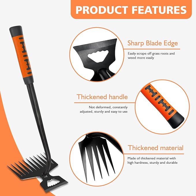 2025 New Weed Remover Tool, Multifunctional Hand Weeder Tool, Portable Garden Weeding Tools, Weeding Artifact Uprooting Weeding Tool for Yard and Garden (6 Tines)