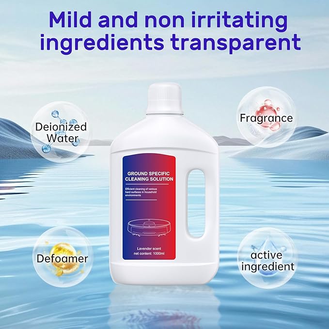 Lavender Floor Cleaning Solution 1L Compatible with Dreame Wet & Dry Vacuum and Robot， Residue & Streak Free,Suitable for All Robot Vacuum Cleaners and Wireless Wet Dry Dual-Use Vacuum Cleaners