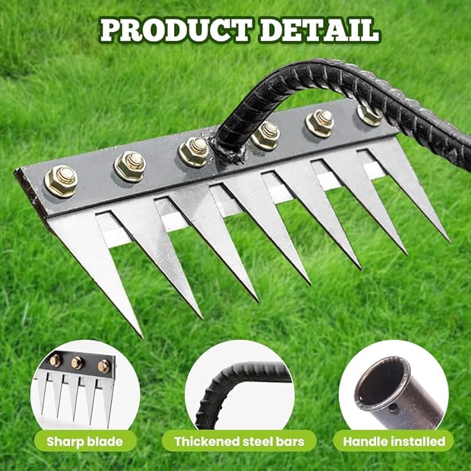 Detachable Gardening Hand Weeder Tool, Manual Weeder Claw Remover, Weed Puller Rake, Detachable Garden Hand Weeder Tool, Effective Uprooting for Lawn Garden Yard Vegetable Backyard Farm (7 Tines)