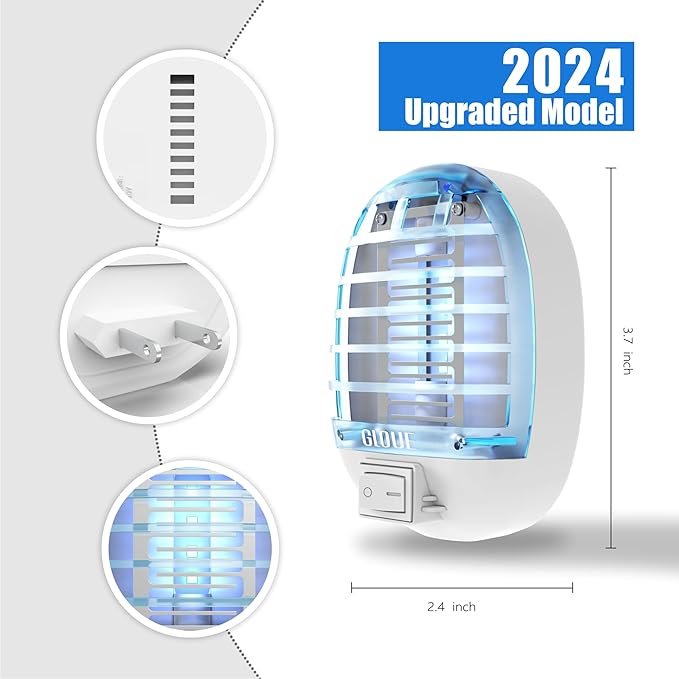 Bug Zapper Indoor, Electronic Fly Trap Insect Killer, Mosquitoes Killer Mosquito Zapper with Blue Lights for Living Room, Home, Kitchen, Bedroom, Baby Room, Office(2 Packs)