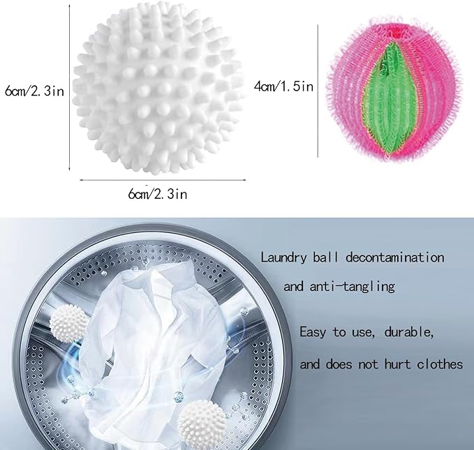 6Pcs Reusable Dryer Balls and 4pcs PeT Hair Remover Laundry Dryer Ball Set, Prevent Entanglement Laundry Balls for Laundry Room Washer