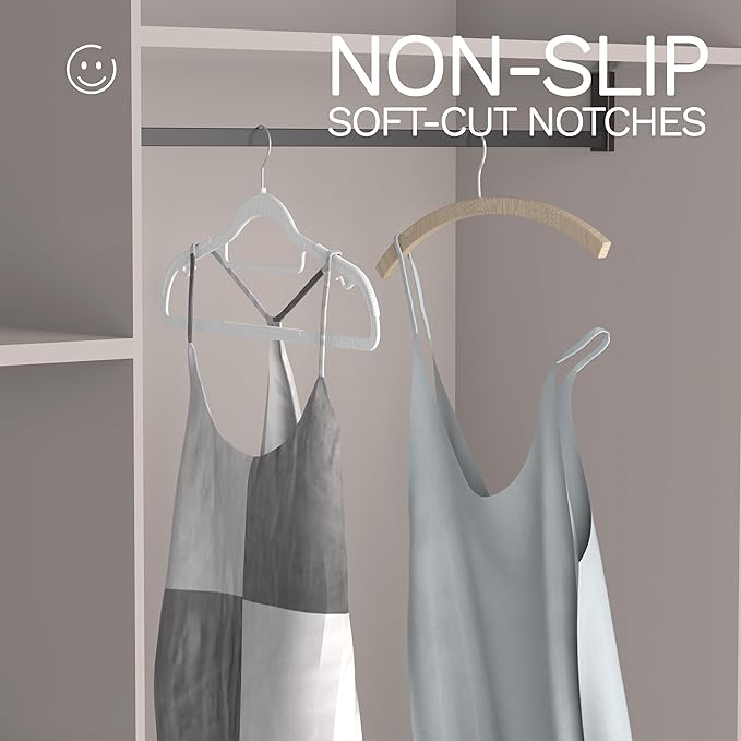 60 Pack Thin Space Saving Hangers, No Slip Clothes Hangers with Non Slip Textured and 360° Hook - Plastic Hanger, Closet Organizer for Shirt, Pants, Suit, Skirt, Coat - Ivory White