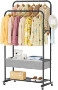 SINGAYE Clothes Garment Coat Rack Drying Clothing Racks Metal Freestanding for Hanging Clothes Portable Closet for Laundry Bedroom Black