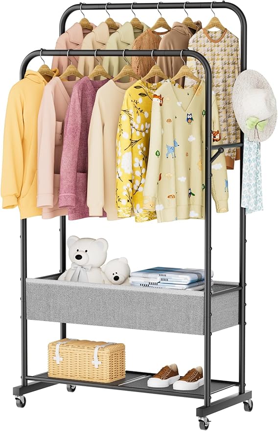 SINGAYE Clothes Garment Coat Rack Drying Clothing Racks Metal Freestanding for Hanging Clothes Portable Closet for Laundry Bedroom Black