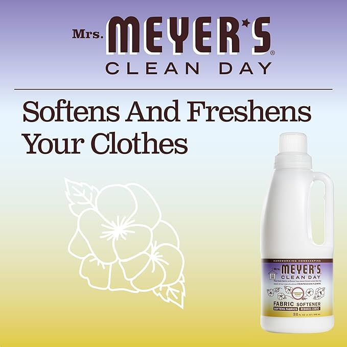 MRS. MEYER'S CLEAN DAY Liquid Fabric Softener, Infused with Essential Oils, Paraben Free, Compassion Flower, 32 oz (32 Loads)