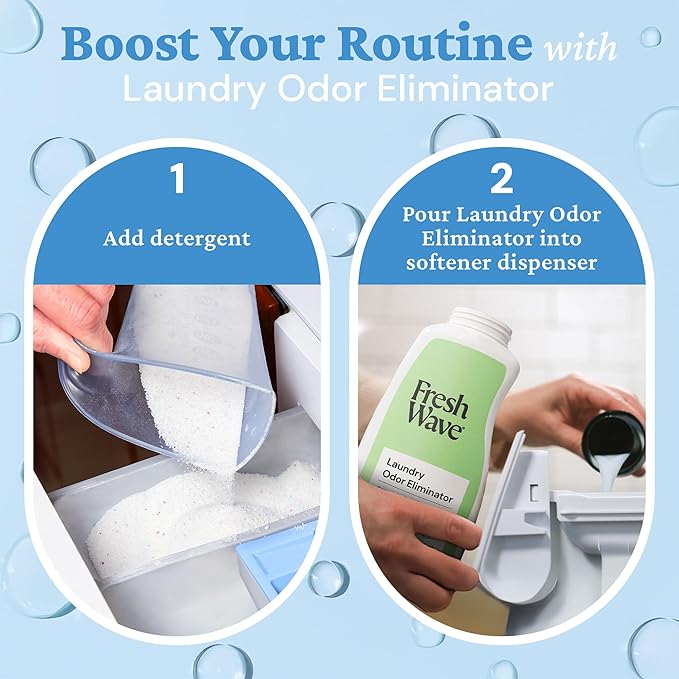 Fresh Wave Odor Removing Laundry Booster, 24 fl. Oz., Pack of 2 - Laundry Scent Booster, Safer Odor Relief, Natural Plant-Based Odor Eliminator, Pet Bedding, Activewear, Blankets & Fabrics