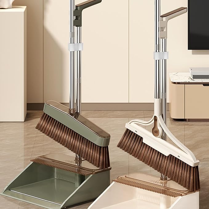 TOYANDONA Broom-Dustpan Coupler Clamp Connection Set 2pcs, Broom Handle Clip Accessory for Cleaning Tool Linkage, Sturdy Dustpan-Broom Securing Connector for Household Floor Sweeping