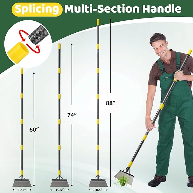 Garden Flat Shovel, Ice Scraper, 88" Long Multifunctional Garden Cleaning Shovel Weeding Tool,Heavy Duty Floor Scraper Long Handle,Metal Weeding Scraper for Lawn Edging, Snow Ice Removal