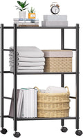BolDuck 3 Tier Shelf Organizer Rack, Metal Shelving Unit with Wheels/Leveling Feet, Space-Saving Storage Shelves for Closet Laundry Bathroom Kitchen Pantry, 18.11" Wx12.6 Dx31.5 H