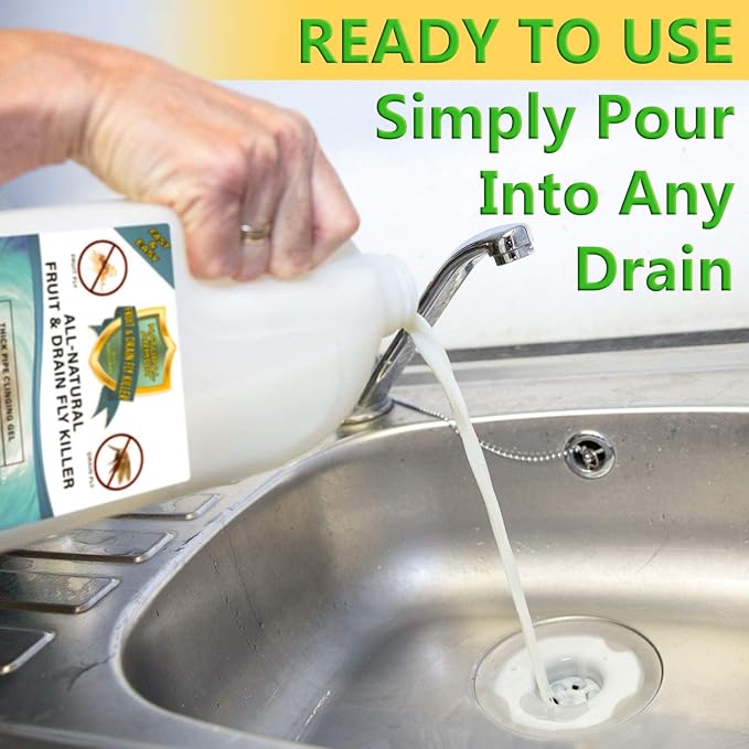 Fruit Fly & Drain Fly Killer - Simple Commercial Drain Gel Treatment - Eliminates Gross Fruit Flies, Drain Flies, Sewer Flies & Gnat Infestations from Any Drain Fast & Easy - 2.5 Gallon (320 Ounces)