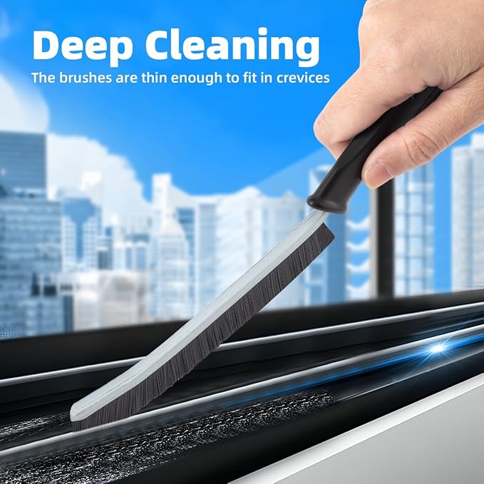 Hard Bristle Crevice Cleaning Brush-Thin Gap Scrub Brush, Small Cleaning Brush, Grout Brush, Kitchen Brush, Cleaning Tools for Toilet, Bathroom, Sink, Home, Household, Window (6, Mint)