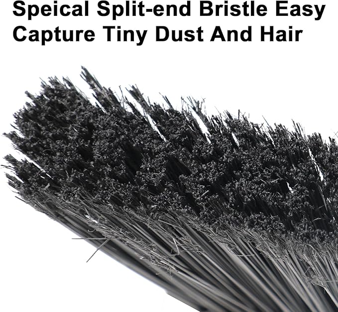 4PCS Heavy Duty Broom, Broom for Sweeeping Indoor and Outdoor, Angle Broom with Long Pole, Outdoor Broom for Courtyard/Garages/Slidewalk, Indoor Broom for Kitchen Lobby Canteen Black