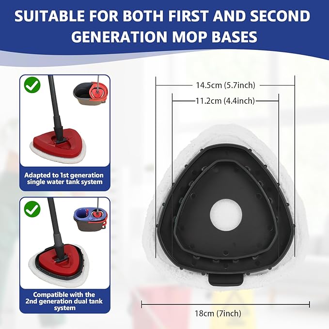 Flat Mop Head Replacements, Microfiber Mopping Pads Refills, 5-Pack Spin Mop Pads + 1 Plastic Pad &1 Scrape for Floor, Wall & Ceiling Cleaning - Fits EasyWring & RinseClean Systems