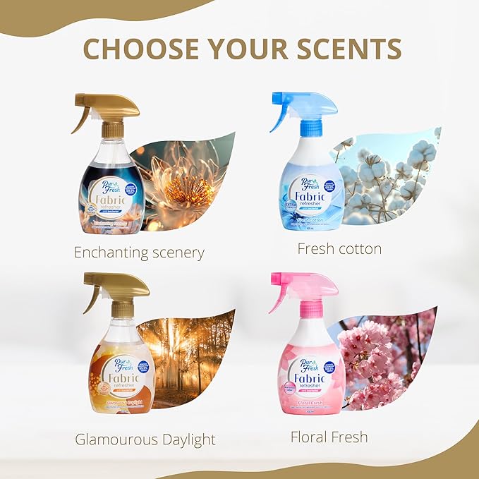 Fabric Refresher Spray - Floral Fresh - Wrinkle Release Spray & Fabric Softener Alternative - Odor Eliminator Deodorizer Spray for Clothes, Bedding and Home Use