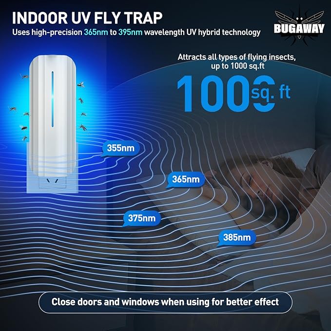Fruit Fly Traps for Indoors, 10 Sticky Refills Flying Insect Trap Plug in Mosquito Bug Zapper Indoor for Home, Moths Catcher Gnats Traps for House with 9w Blue & UV Light