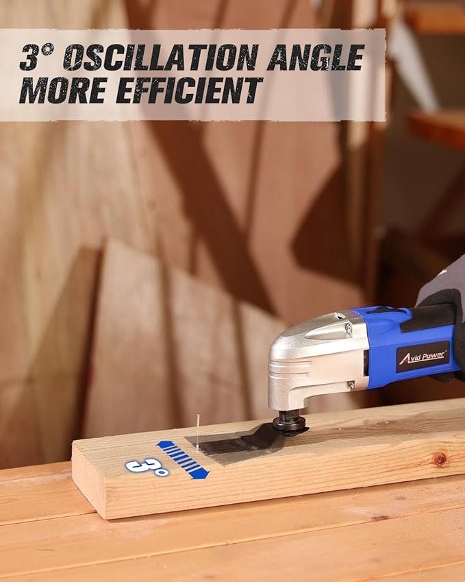 AVID POWER Oscillating Tool, 22000 OPM Electric Oscillating Multi Tool with 3°Oscillation Angle, Cutting, Sanding, Grinding, Scraping, 11 Accessories & Universal Interface-Blue