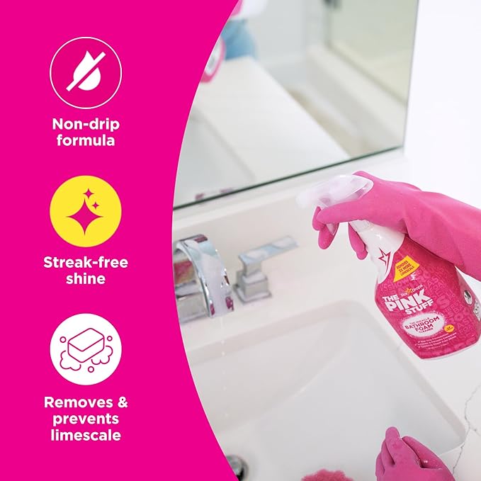 Stardrops - The Pink Stuff - Miracle Bathroom Foam Cleaner - Baths, Tiles, Soap Scum, Limescale, Streak Free,750ml (Pack of 2)