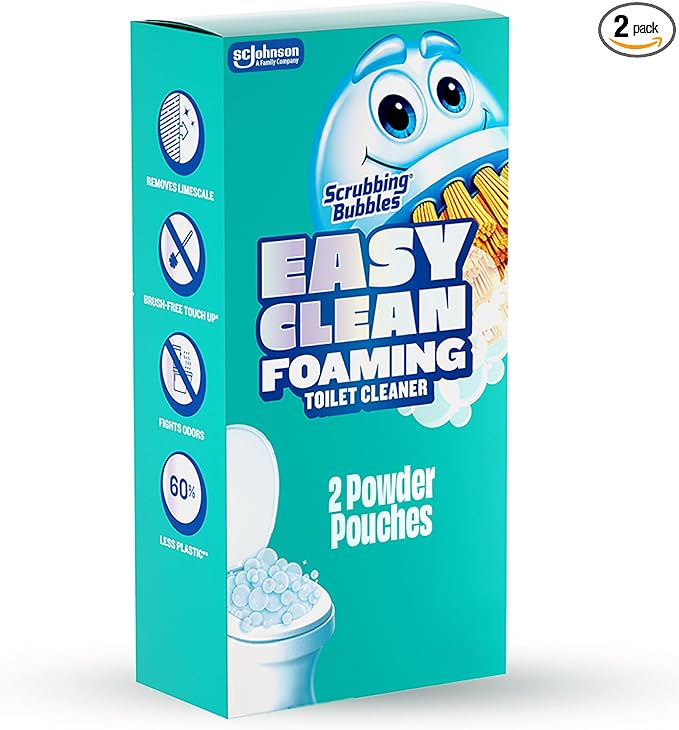 Scrubbing Bubbles Easy Clean Foaming Toilet Bowl Cleaner, Easy Drop In Powder Pouches, 100g (2 Pouches)