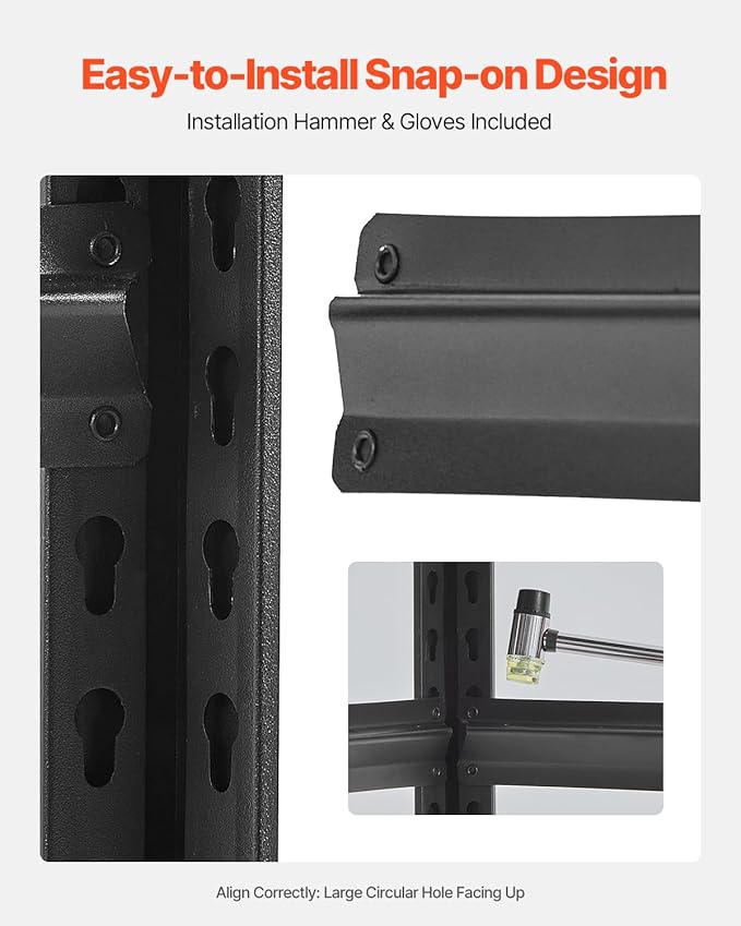 VEVOR Storage Shelves, 3000 lbs, 5 Tier Garage Storage Shelving, 18" D x 48" W x 78" H Adjustable Metal Shelves for Garage Shelves Utility Rack Shelf, Ideal for Kitchen, Warehouse, Basement, Black