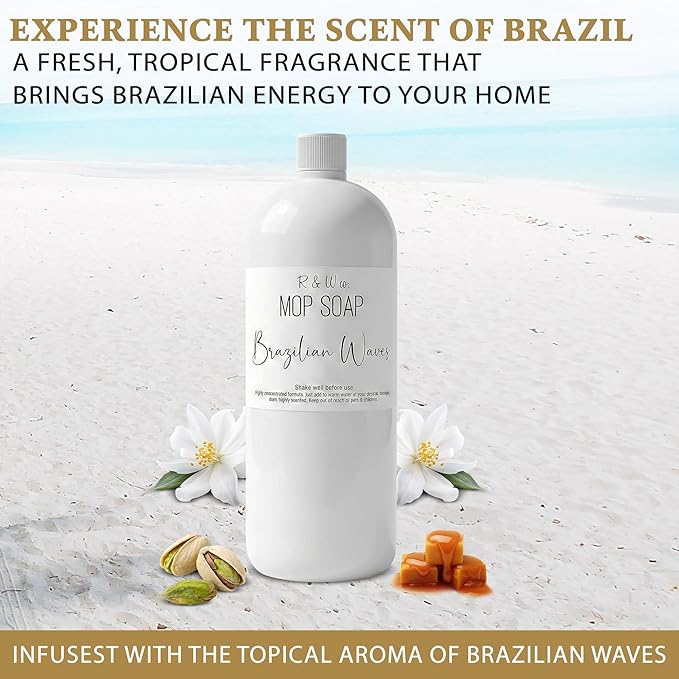 R&W Co. Original Mop Soap – 32 oz Premium Multi-Surface Floor Cleaner, Streak-Free Shine for Tile, Hardwood & Laminate Floors, Non-Toxic, Pet & Skin Safe Gentle Cleaning Formula (Brazilian Waves)