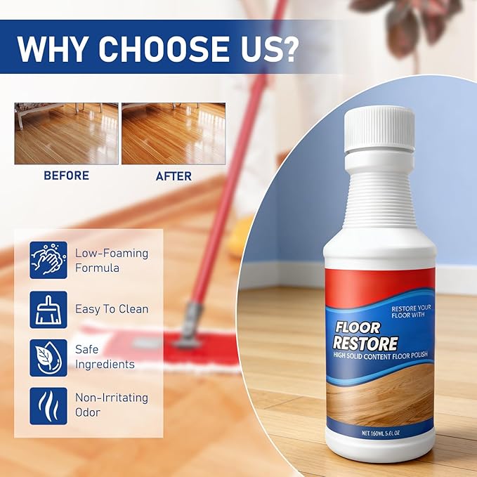 2Pcs Floor Restore Cleaner & Polish,High Solid Content Floor Polish For Shine Renewal & Protective Layer,Helps Conceal Small Scratches,Quick-Drying Protective Finish For Tile,Shine Wood-300ml